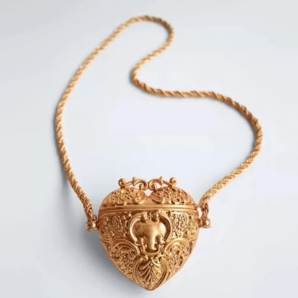 WEDDING Ultra rare Zara limited edition gold heart baroque Purse - Picture 3 of 11